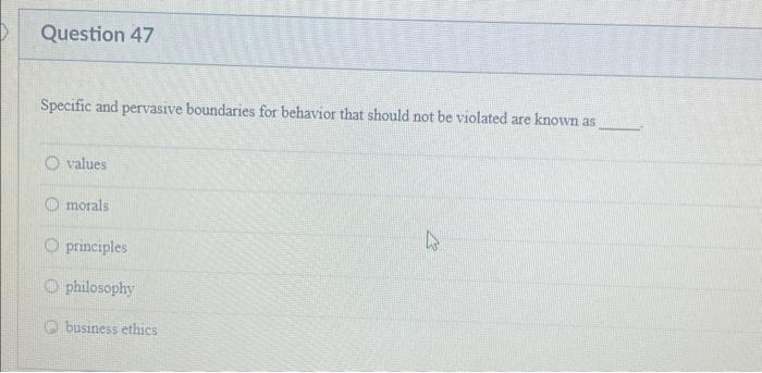 ethics urgent pls Specific and pervasive boundaries for behavior that should not