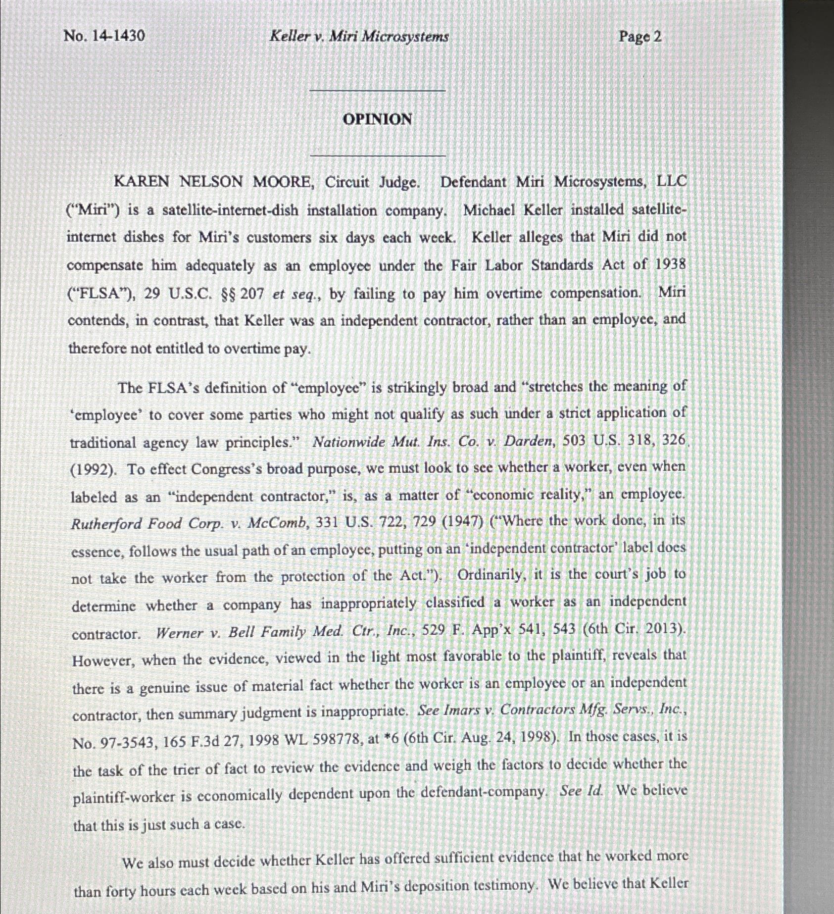  No.14-1430 Keller v. Miri Microsystems Page 2 OPINION KAREN NELSON MOORE,