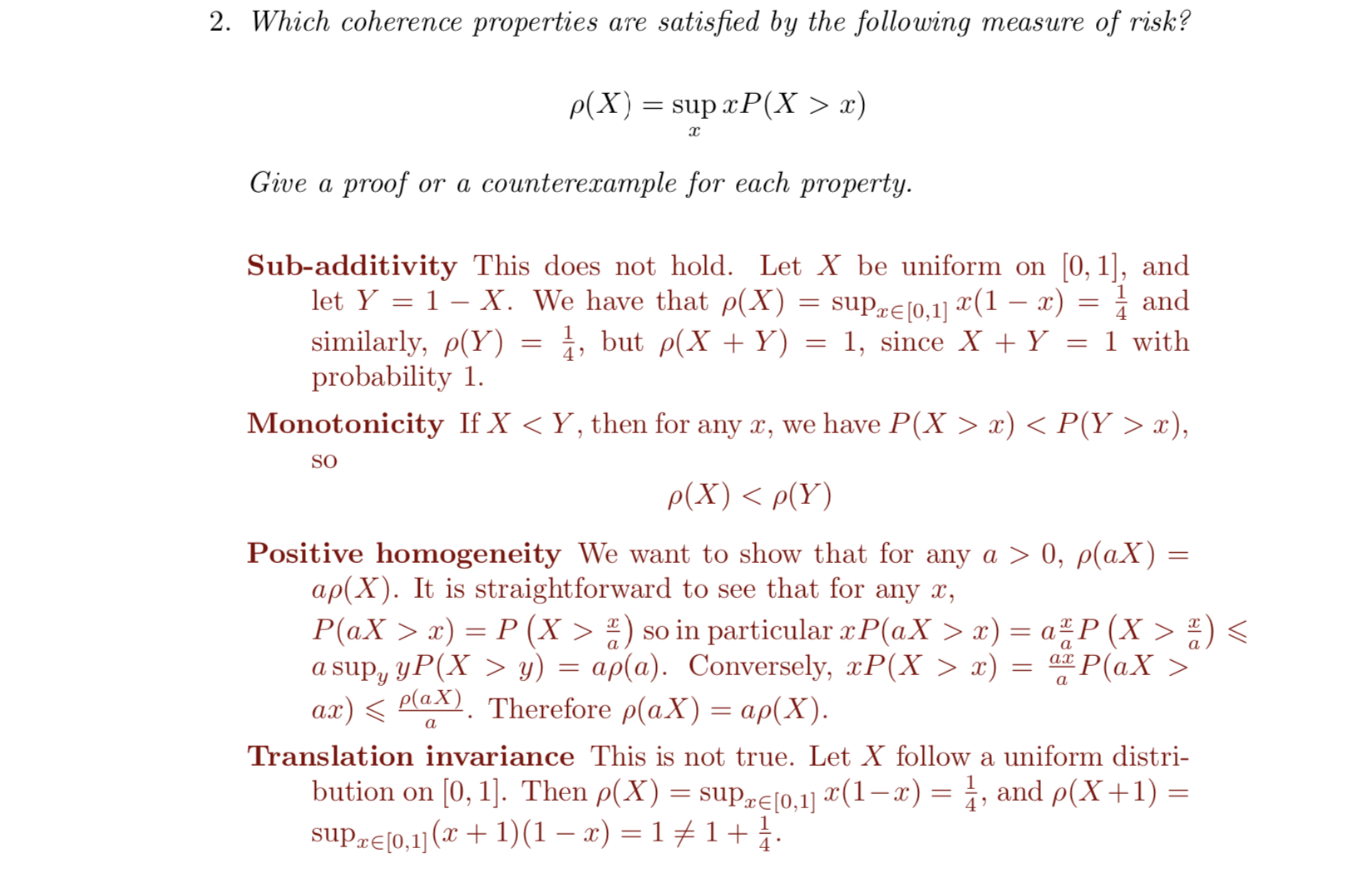 Sx (x) = eV3-vi+3 for x > 0.Coherent Risk Measures . A