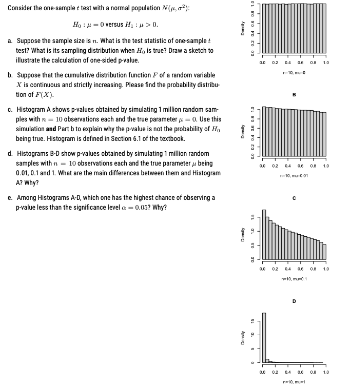  Consider the one-sample t test with a normal population N(At, a?):