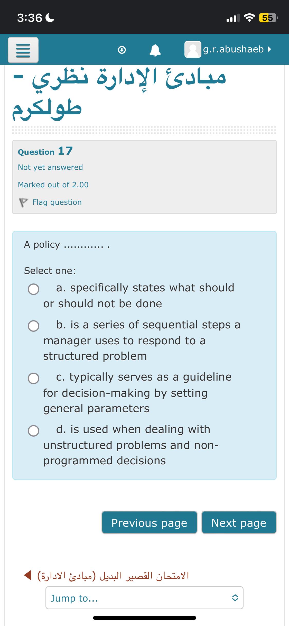  3:36 C 55 Question 17 Not yet answered Marked out of