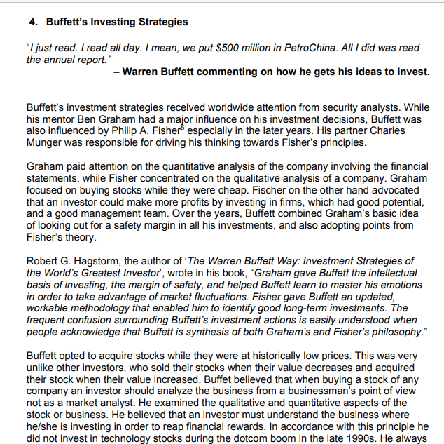 provide!!!! 1) Discuss the entrepreneurial skills displayed by Buffett during his early