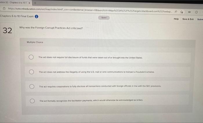  Why was the Foreign Corrupt Practices Act criticized? Mulitie Chose The