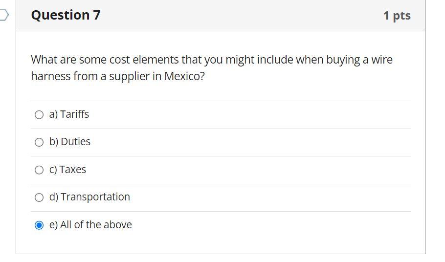  What are some cost elements that you might include when buying
