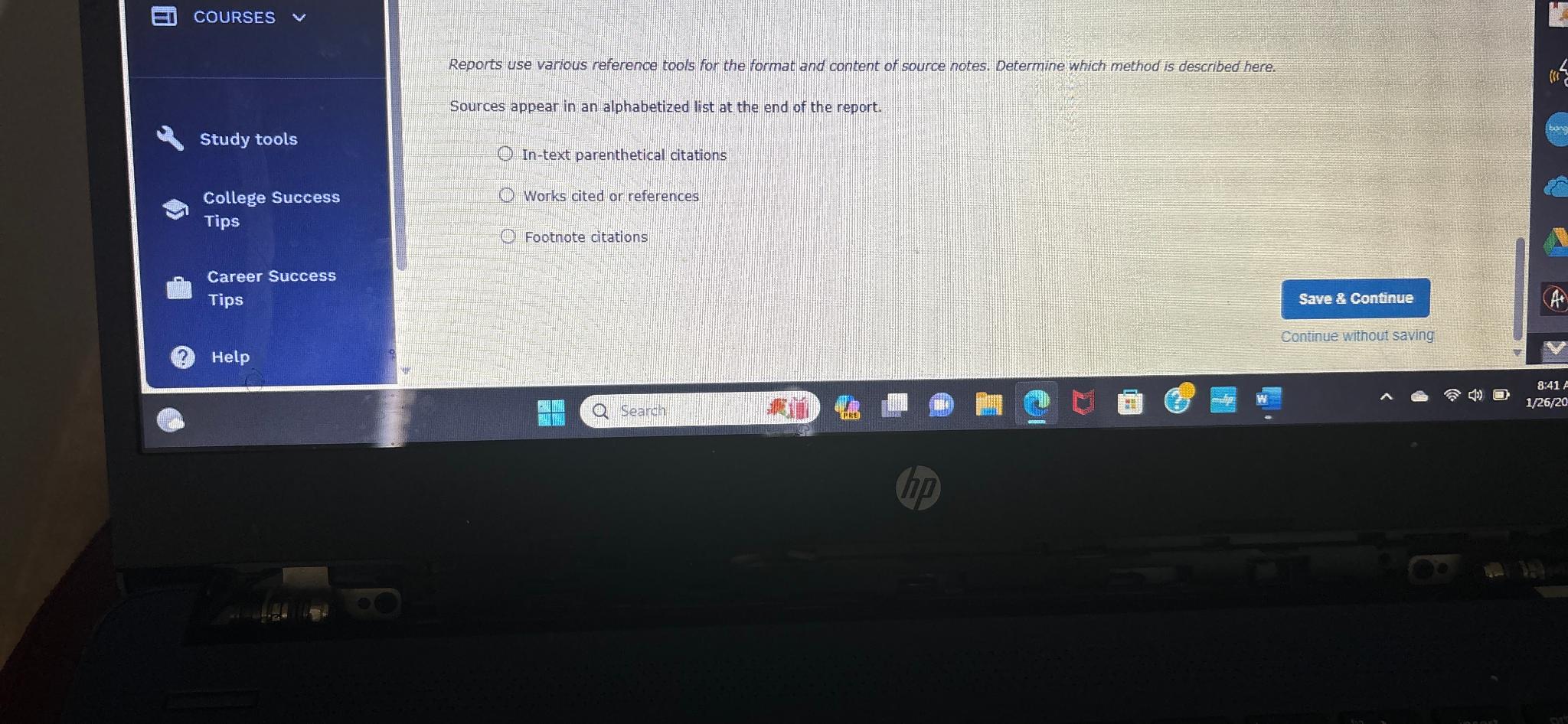  COURSES Reports use various reference tools for the format and content