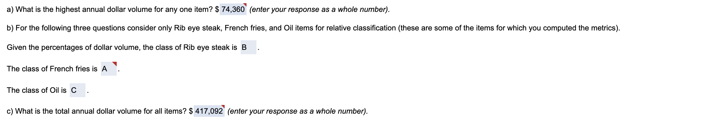 the nearest whole number and percentage of dollar volume to two decimal