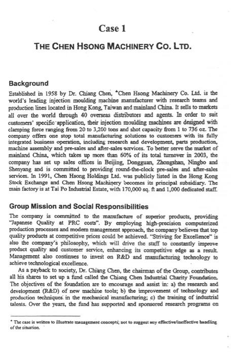 Question: Draw examples/strategies from the case to explain how Cheng Hsong