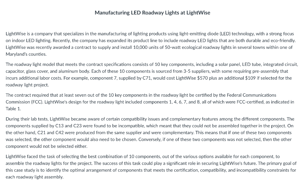 Please show excel tables! Part A: Lowest Manufacturing Cost Based on the