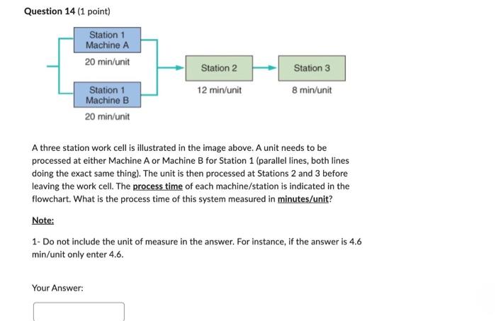  Question 14 (1 point) A three station work cell is illustrated
