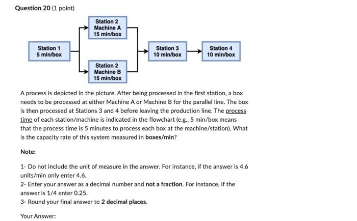 4.6 min/ unit only enter 4.6. Your Answer: Qunetinn 7/1 nnint A