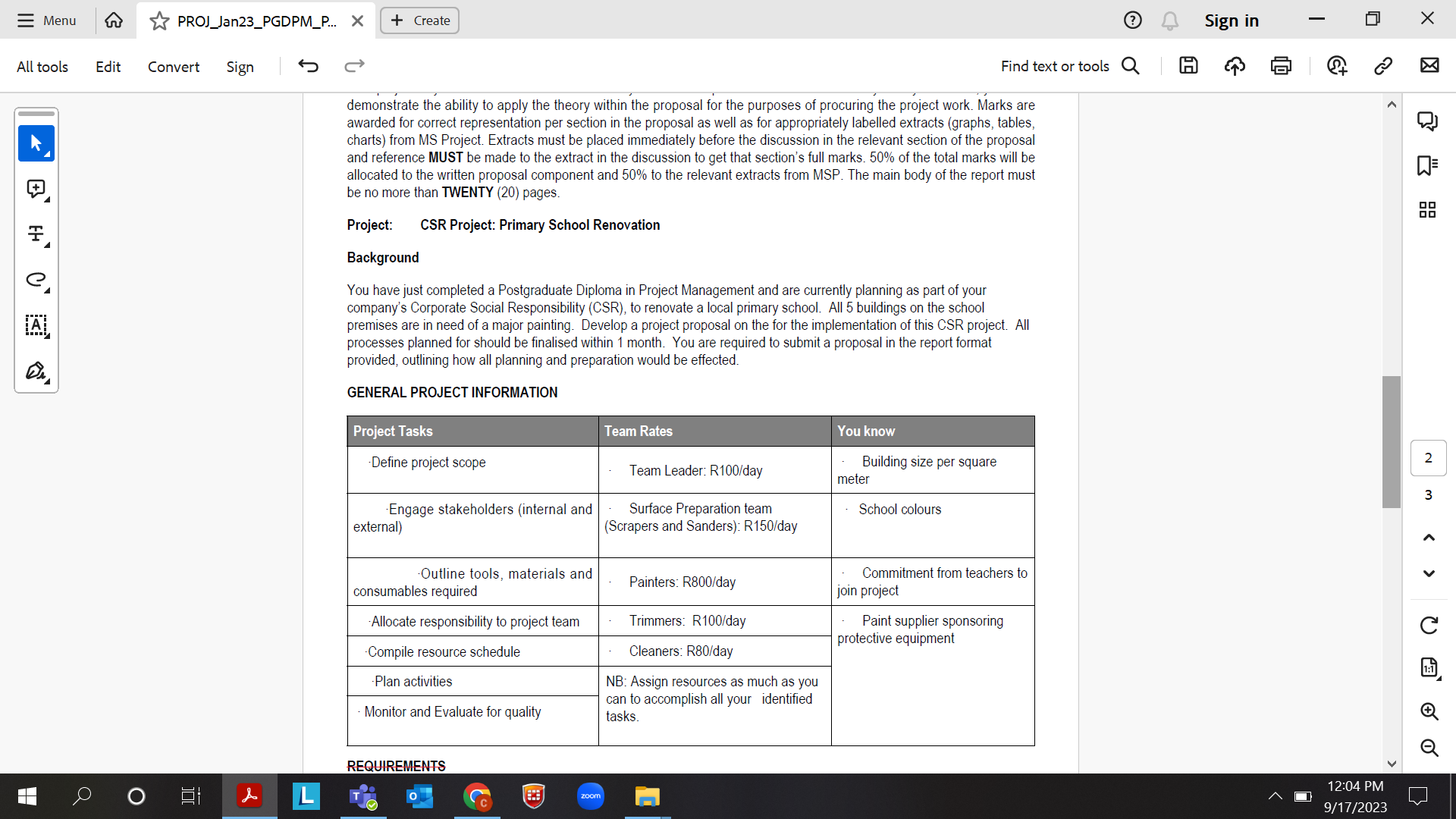 1.3 Cost Estimates: Present the specific tasks you will do as a