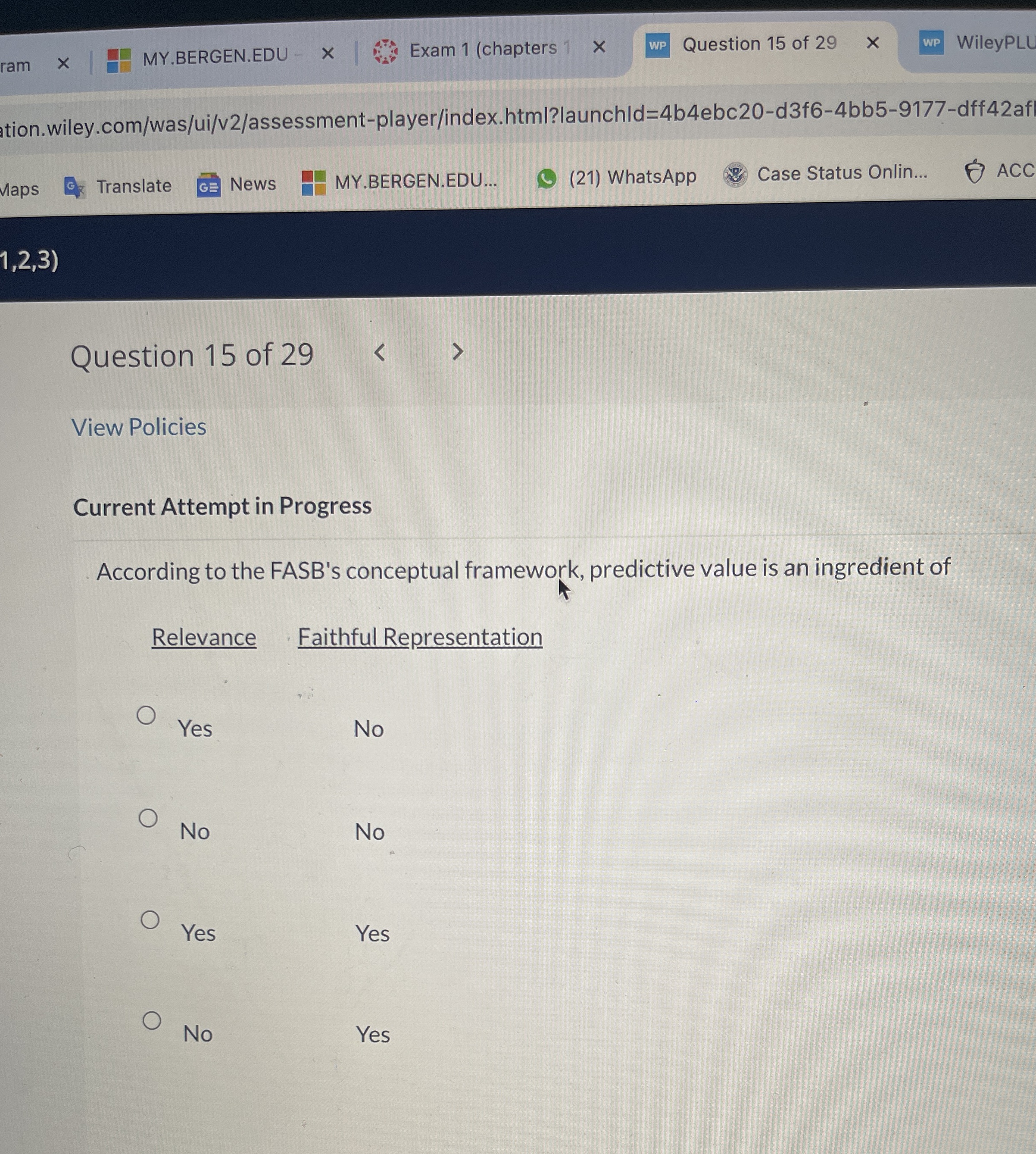  Current Attempt in Progress According to the FASB's conceptual framework, predictive