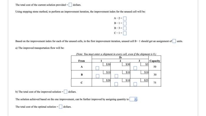 my numbers provided to answer the following The fotal cost of the