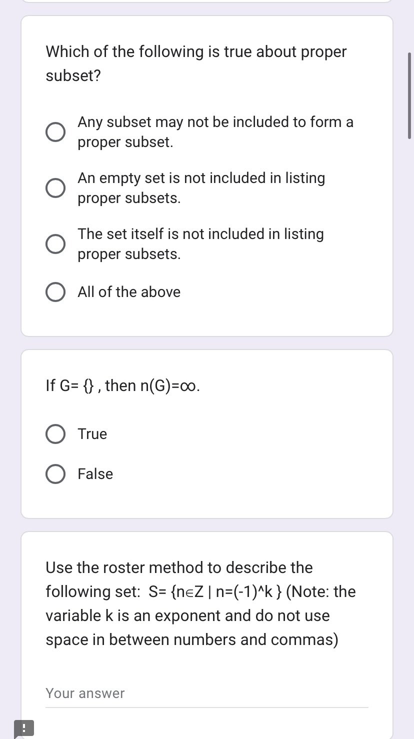 the intersection of a A and its complement? How many proper subsets
