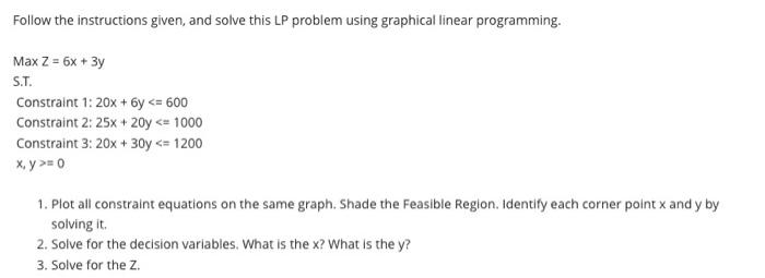  Follow the instructions given, and solve this LP problem using graphical