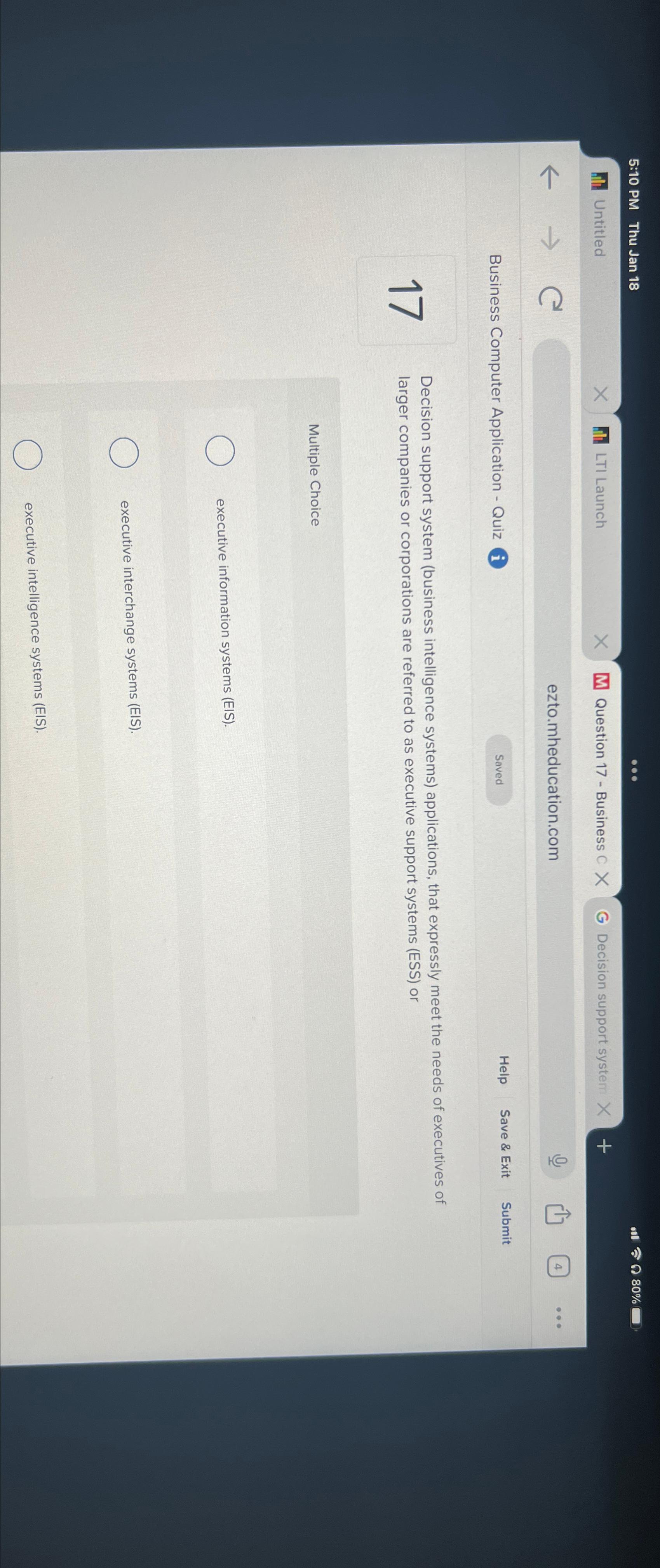  17 Decision support system (business intelligence systems) applications, that expressly meet