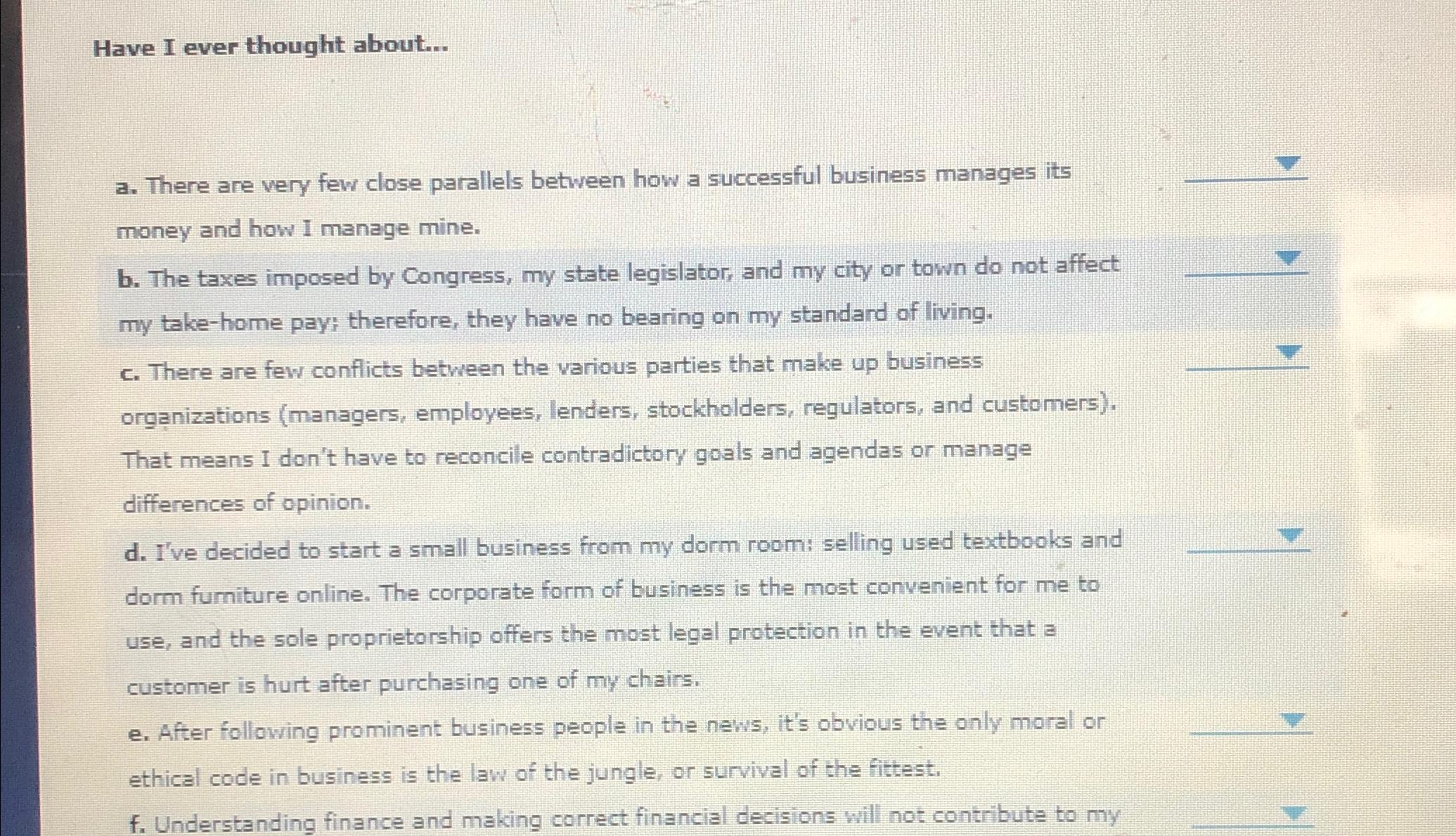  Have I ever thought about... a. There are very few close