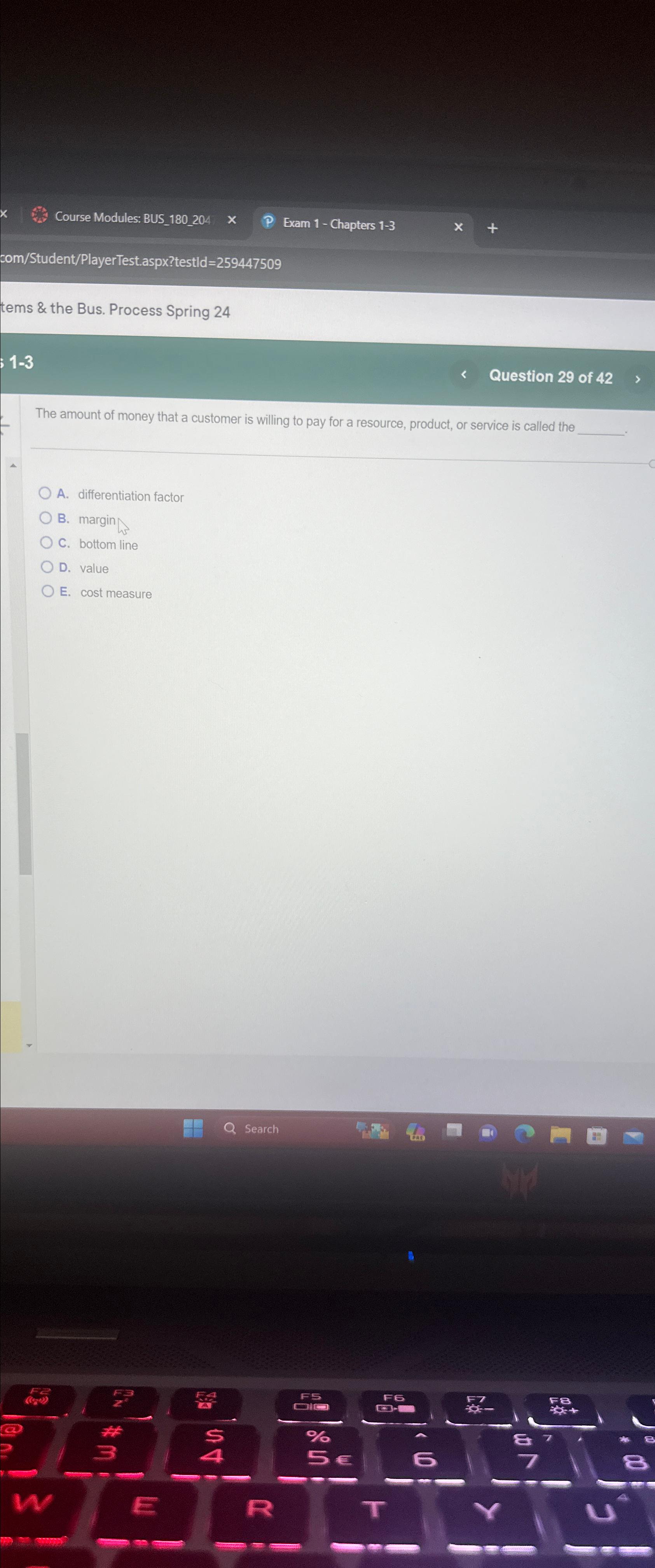  com/Student/PlayerTest.aspx?testld=259447509 tems & the Bus. Process Spring 24 ;1-3 Question 29