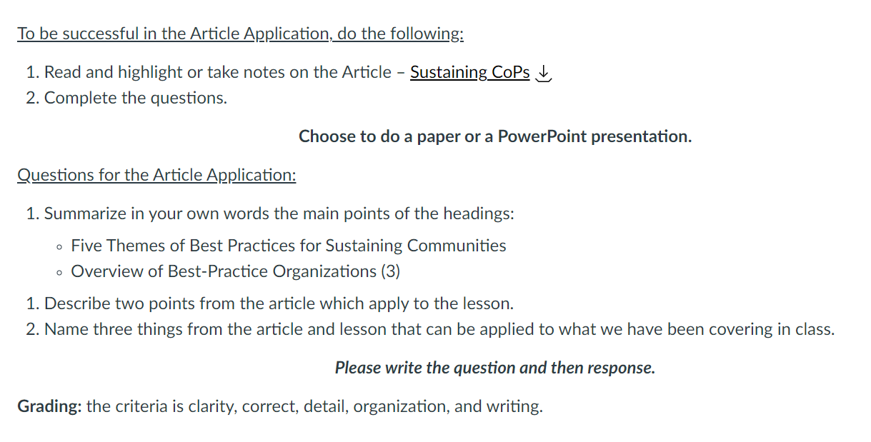  To be successful in the Article Application, do the following: 2.