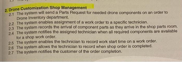 Parts Request for needed drone components on an order to Drone Inventory