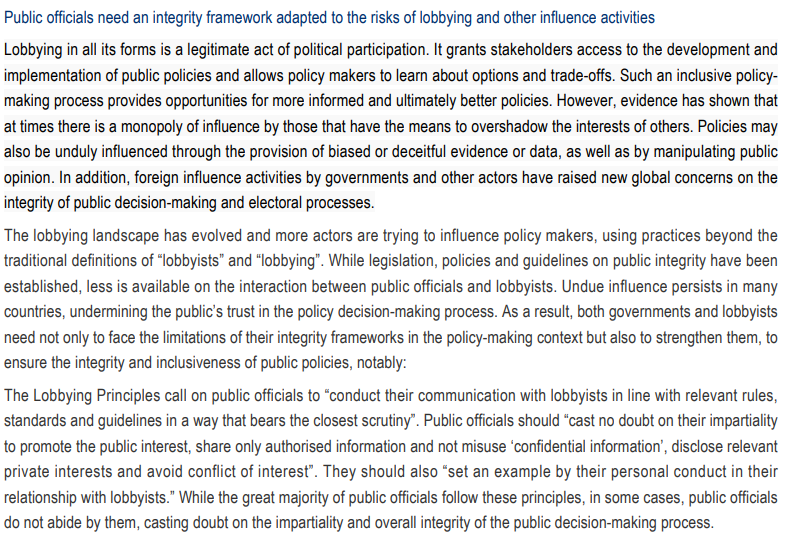 Public officials need an integrity framework adapted to the risks of