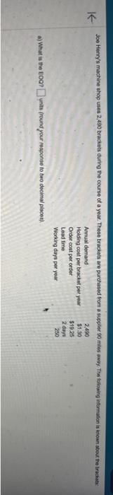  a) What is the EOC? units (round your rosponse to two