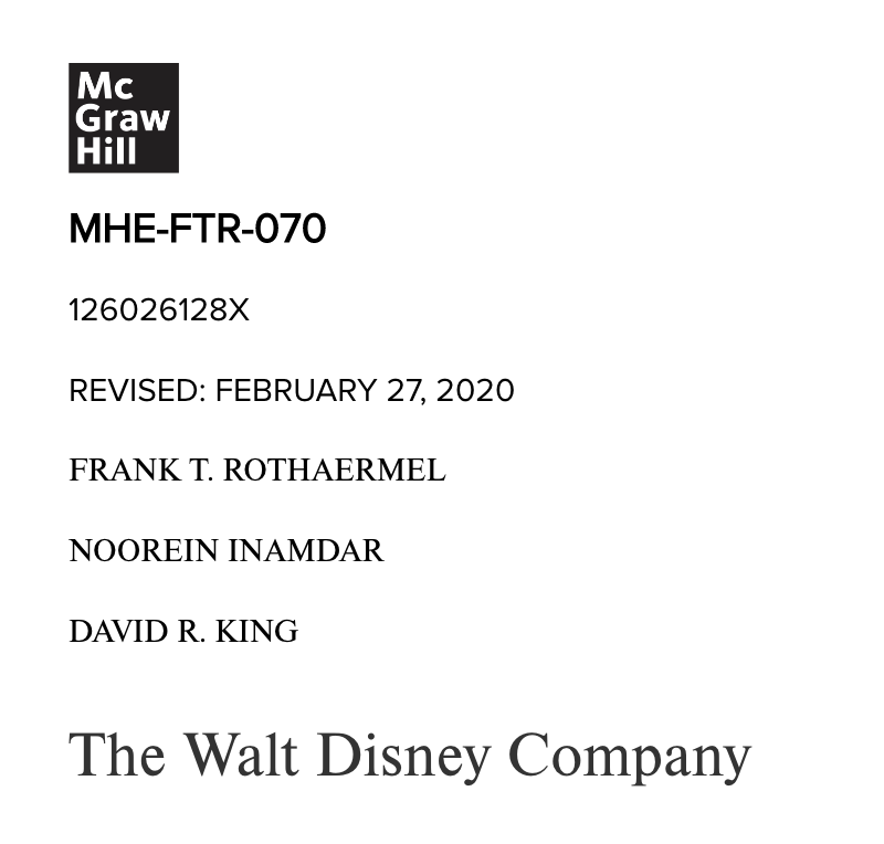  1. Would you consider Walt Disney, Michael Eisner, and Robert Iger