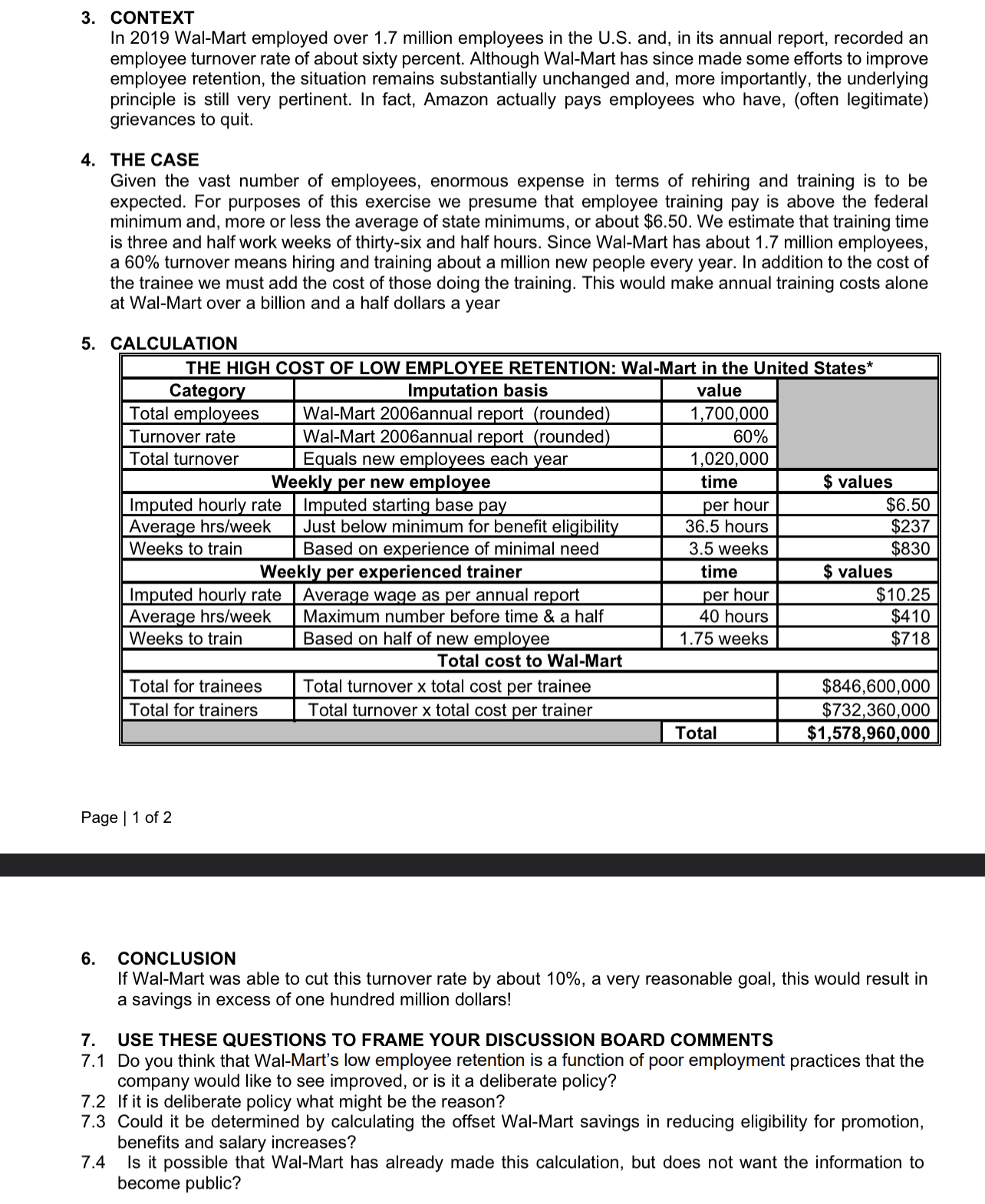  CONTEXT In 2019 Wal-Mart employed over 1.7 million employees in the