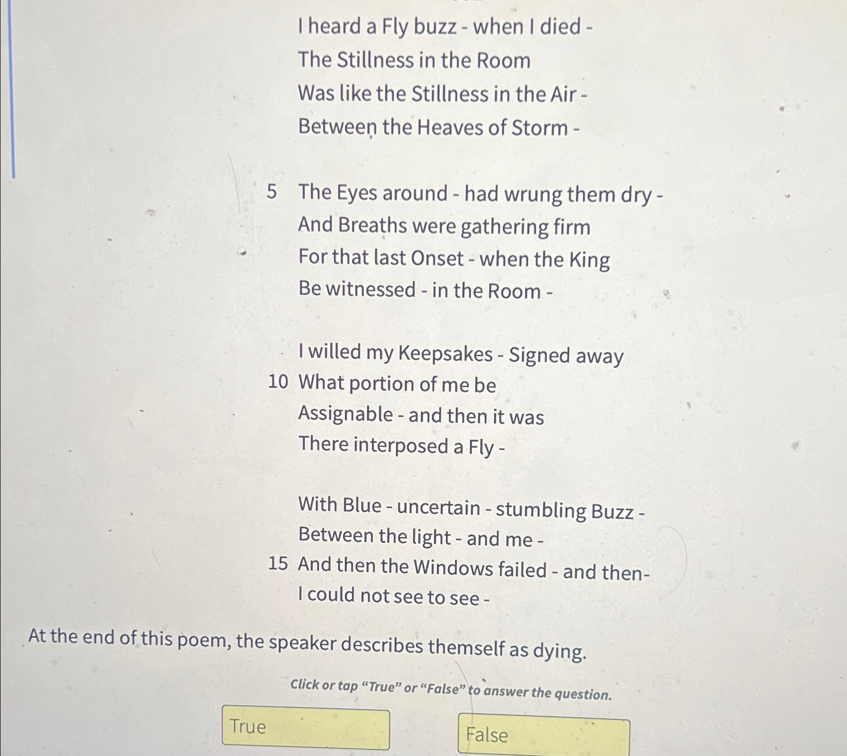  I heard a Fly buzz - when I died - The