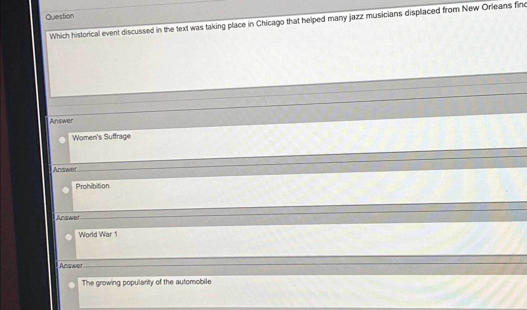  Question Which historical event discussed in the text was taking place