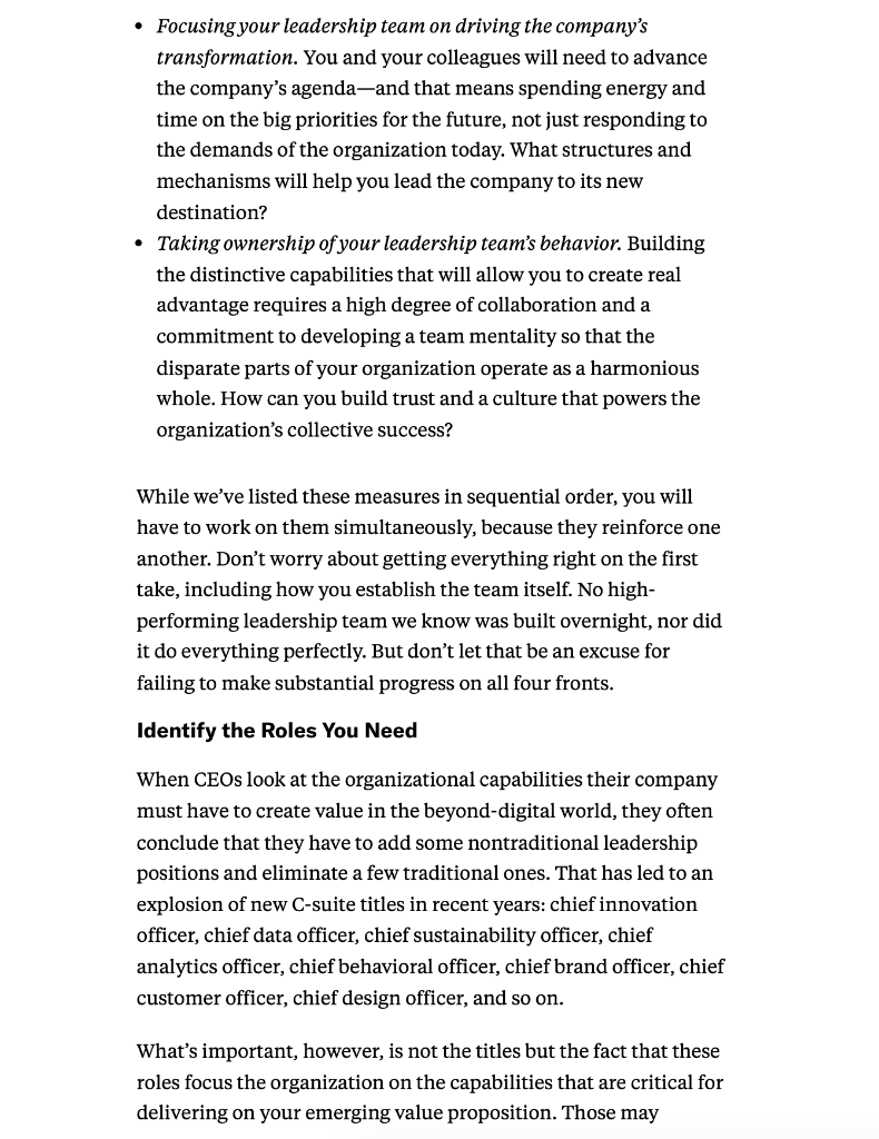 with this new structure and organizational processses? 4. What advice would you