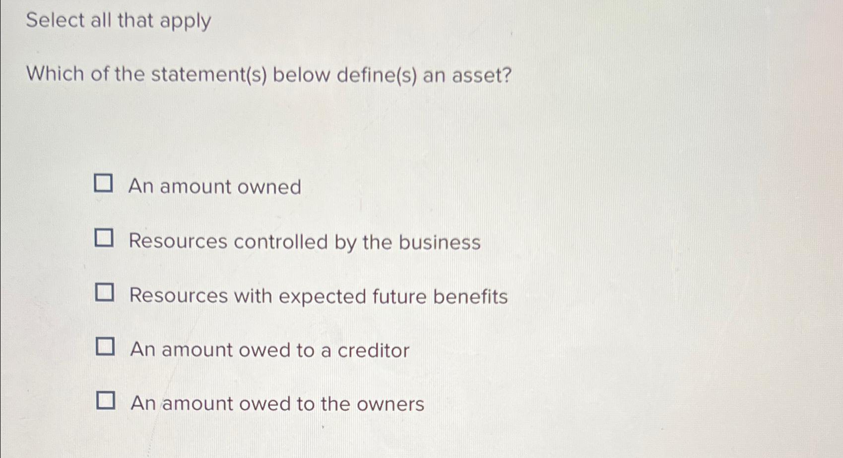  Select all that apply Which of the statement(s) below define(s) an