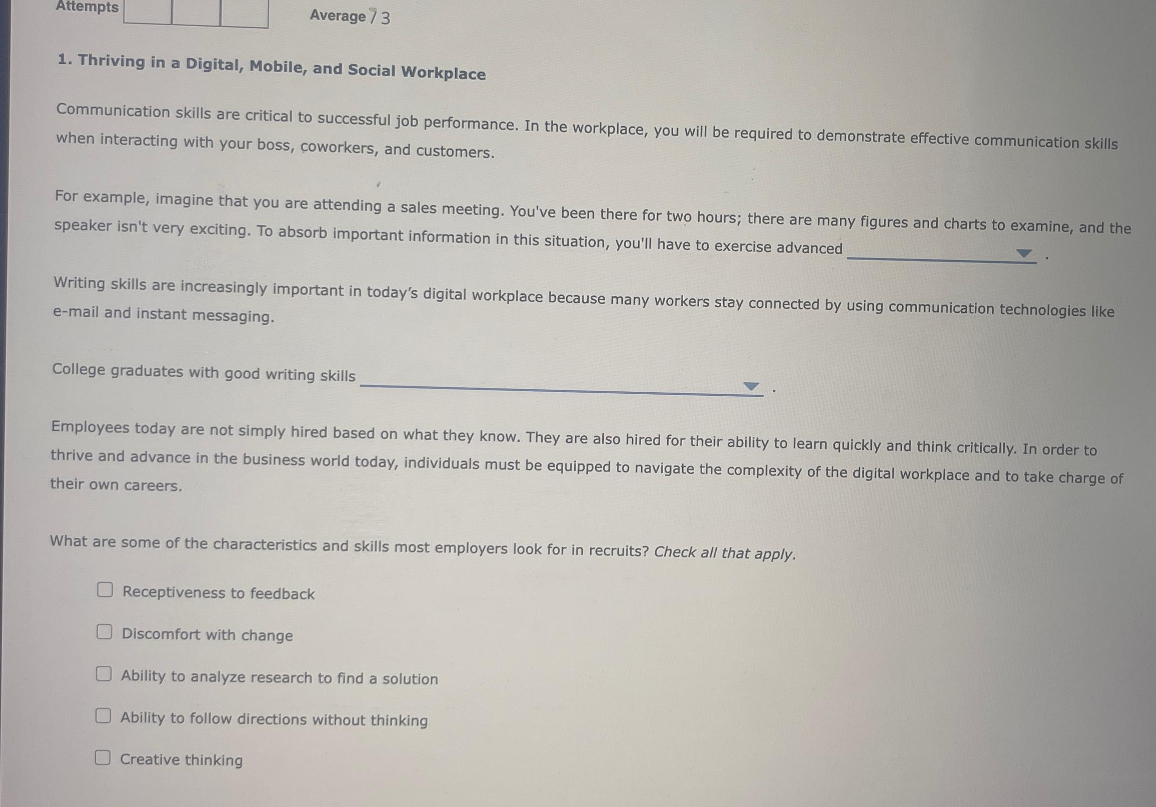  Attempts Average ?3 Thriving in a Digital, Mobile, and Social Workplace