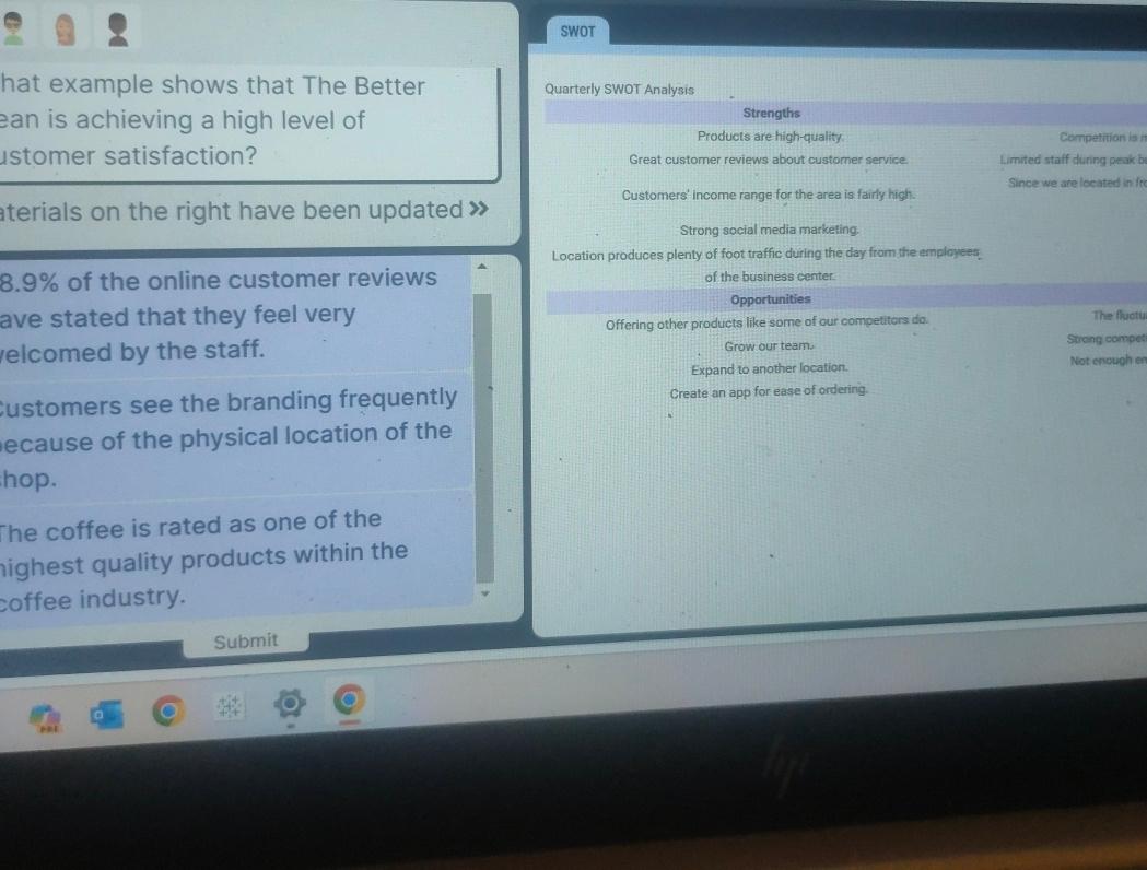  SWOT hat example shows that The Better ean is achieving a
