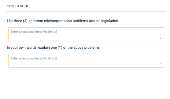 List three (3) common misinterpretation problems around legislation. In your own