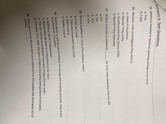 up a home and support for Emma. - Monica received a distribution