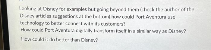  Looking at Disney for examples but going beyond them (check the