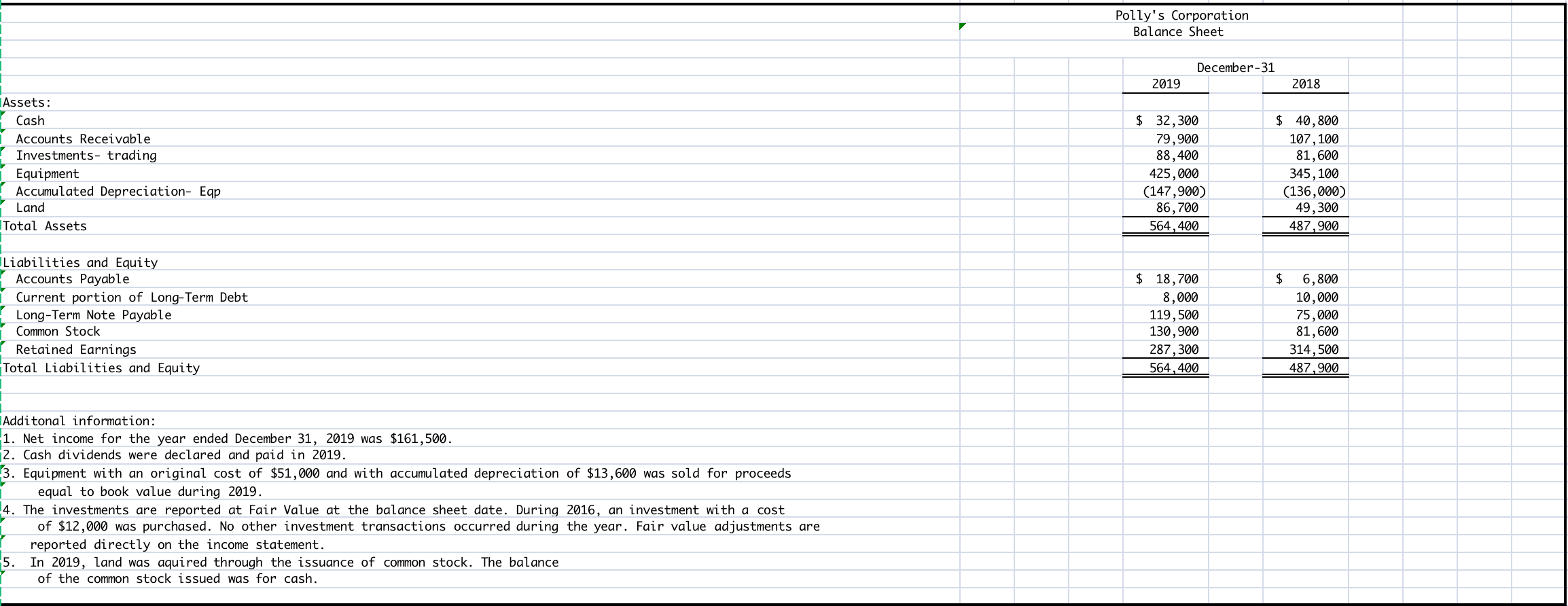Please help me complete the cash flow statement according to the requirements
