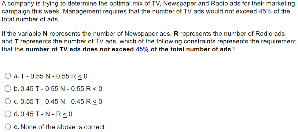 Determine the answer using the instructions provided. A company is trying to