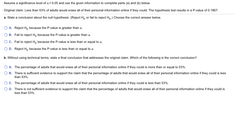 a normally distributed population and test the given claim. Identify the null
