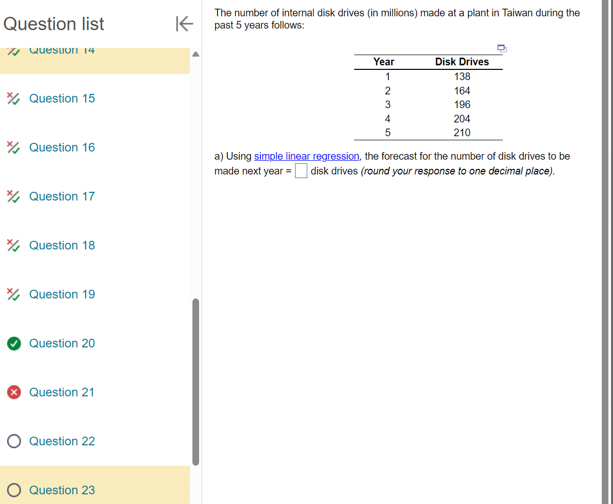 Please use actual numbers Question list Question 14 x/, Question 15 x/,