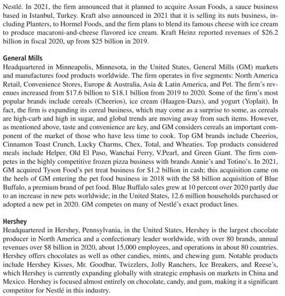 to a chocolate company. Del Monte, Procter \& Gamble, Kraft, and General