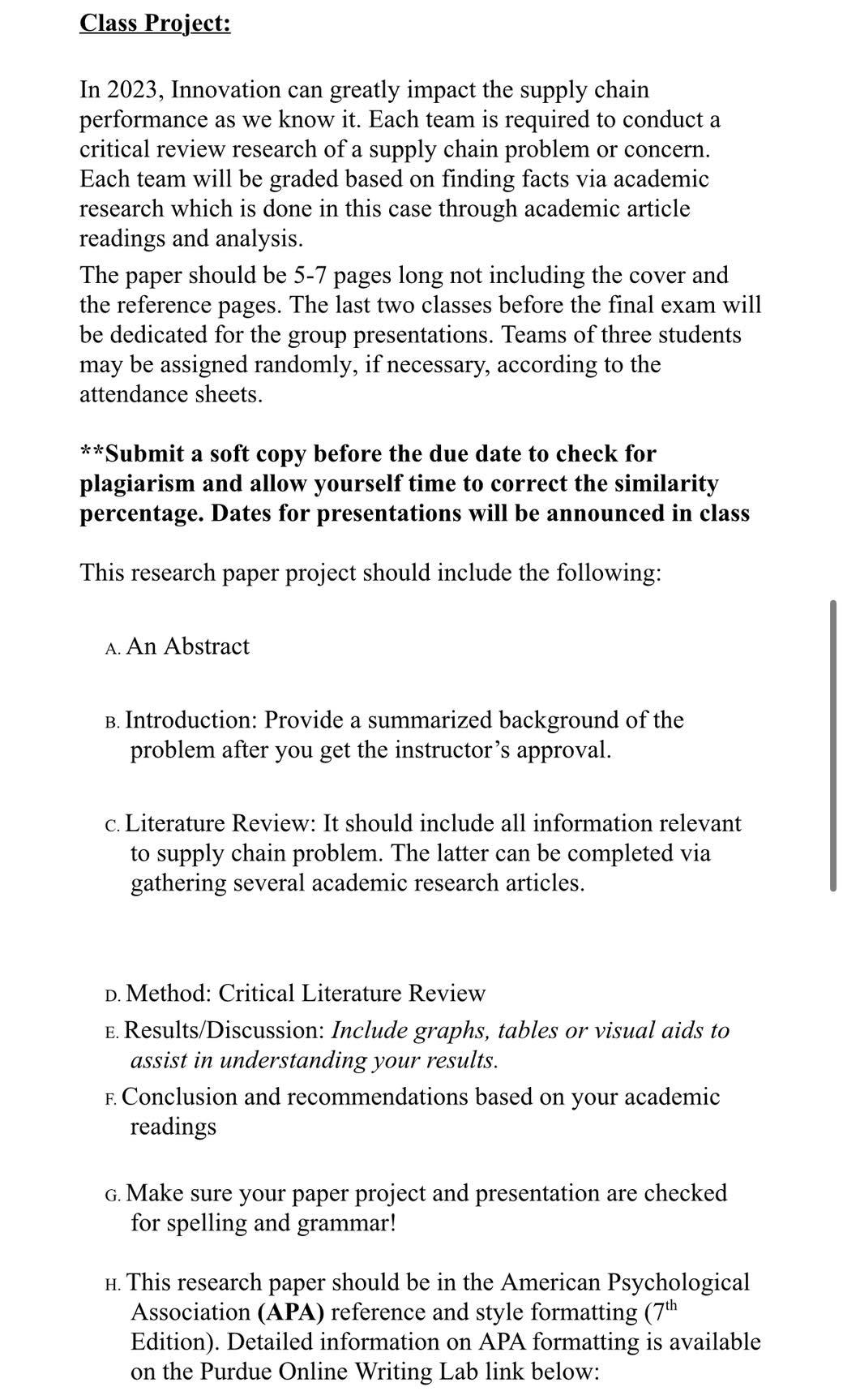  Class Project: In 2023, Innovation can greatly impact the supply chain