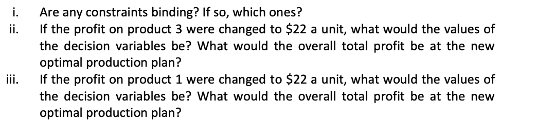 profit from a production plan, where x1 denotes the quantity of product