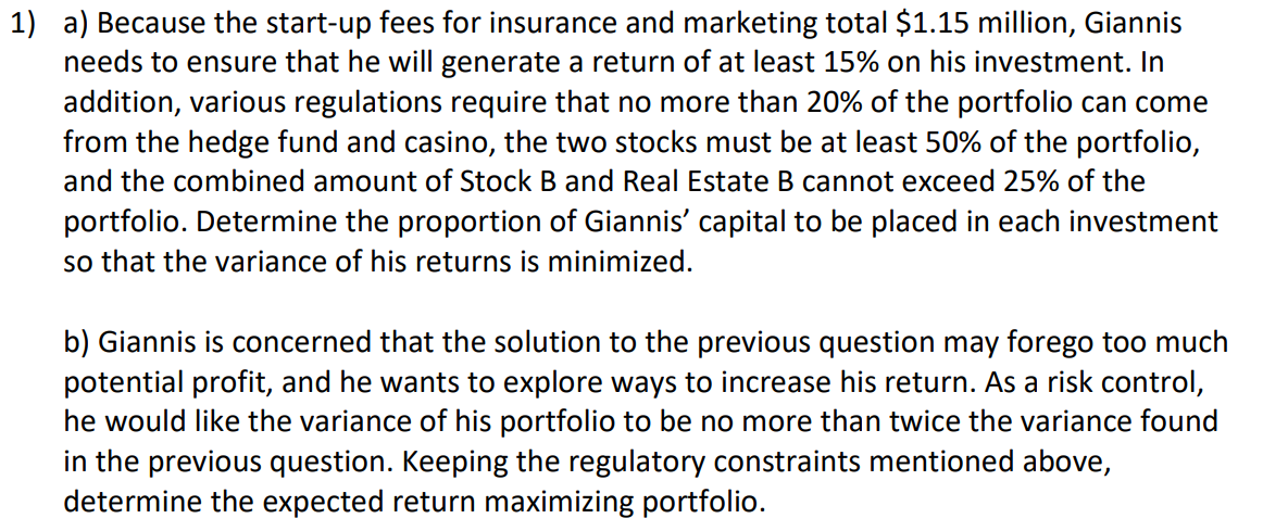 Thank you! Giannis currently has $1 million in cash available. He plans