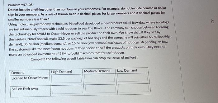 only numbers! Problem 947105: Do not include anything other than numbers in