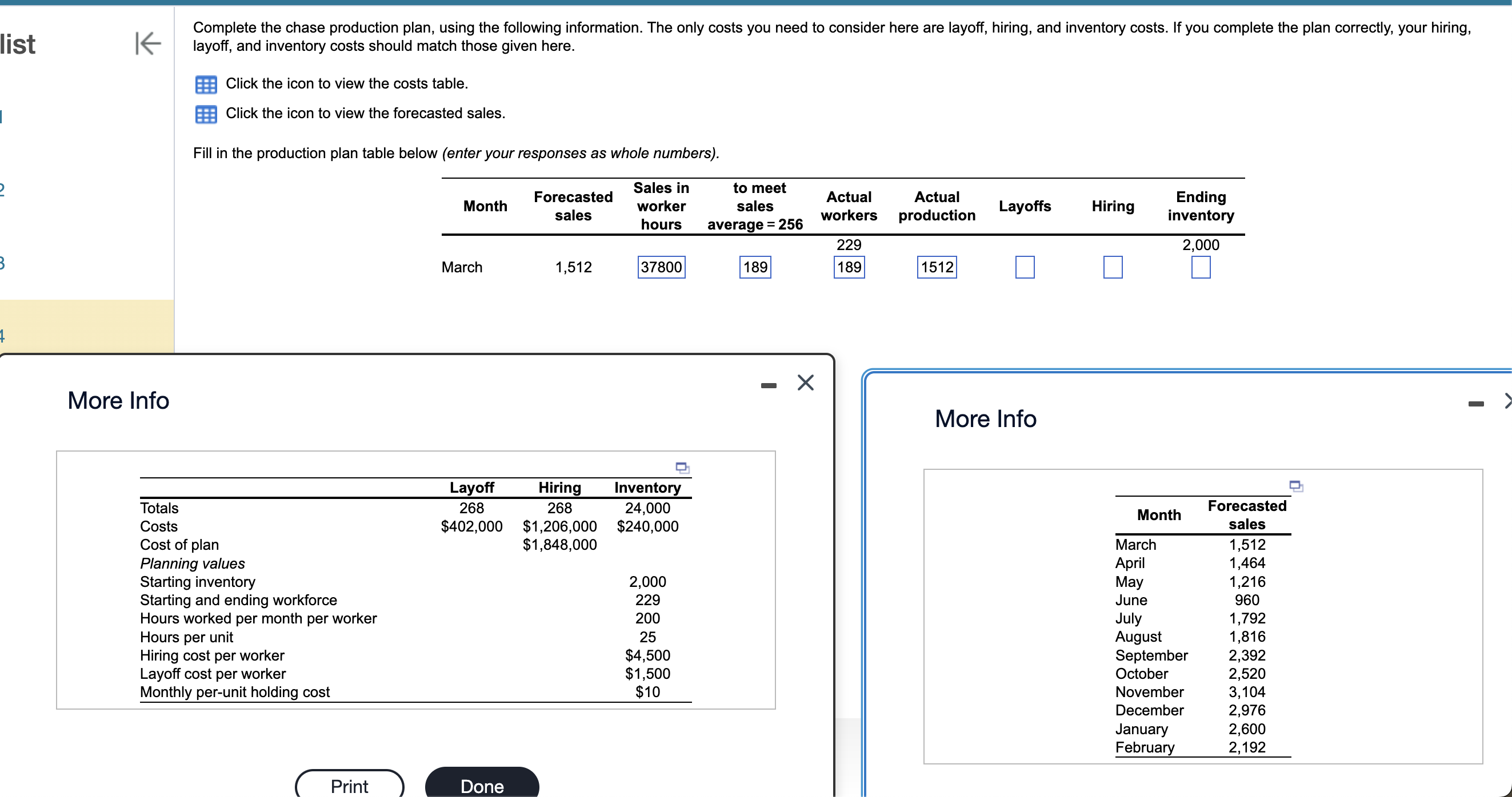  layoff, and inventory costs should match those given here. Click the
