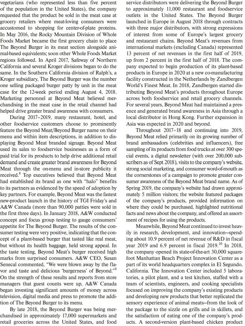 What are the critical elements of Beyond Meats strategy? Thanks vegetarians (who