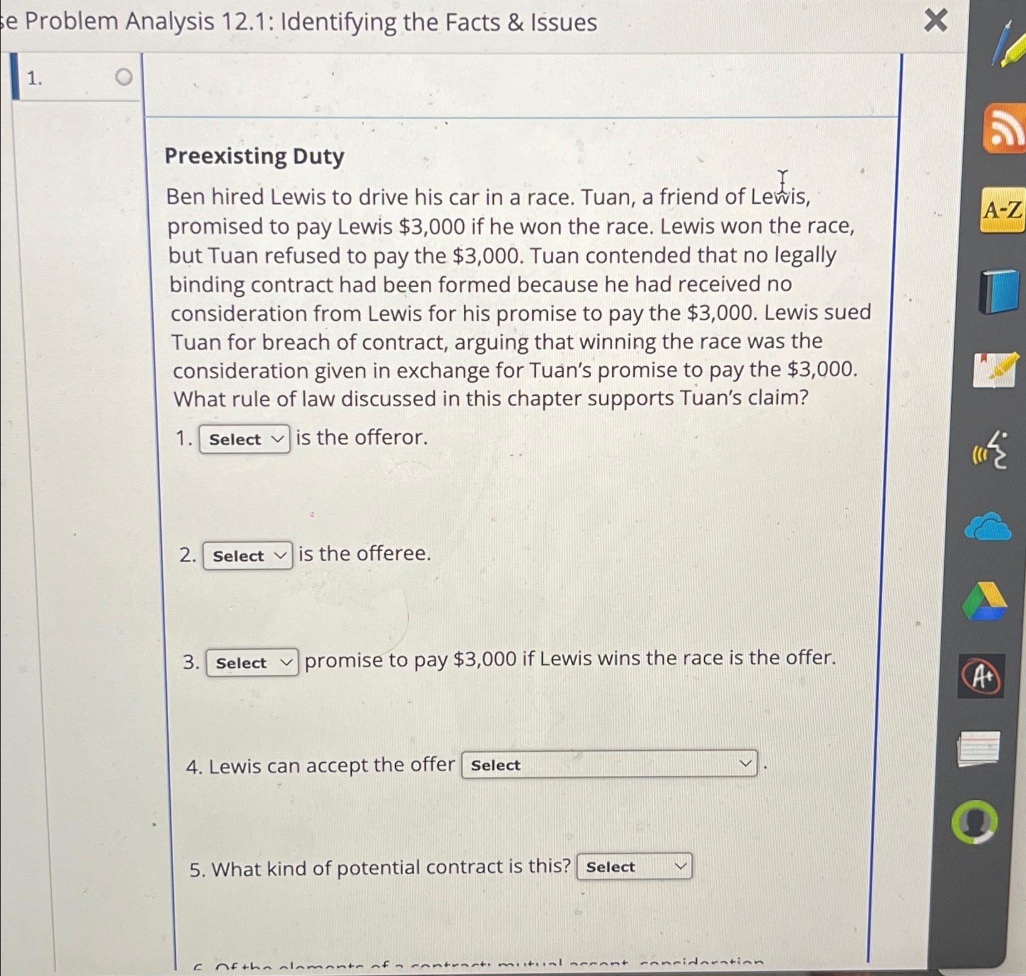  e Problem Analysis 12.1: Identifying the Facts & Issues 1. Preexisting