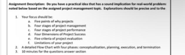  Assignment Description: Do you have a practical idea that has a